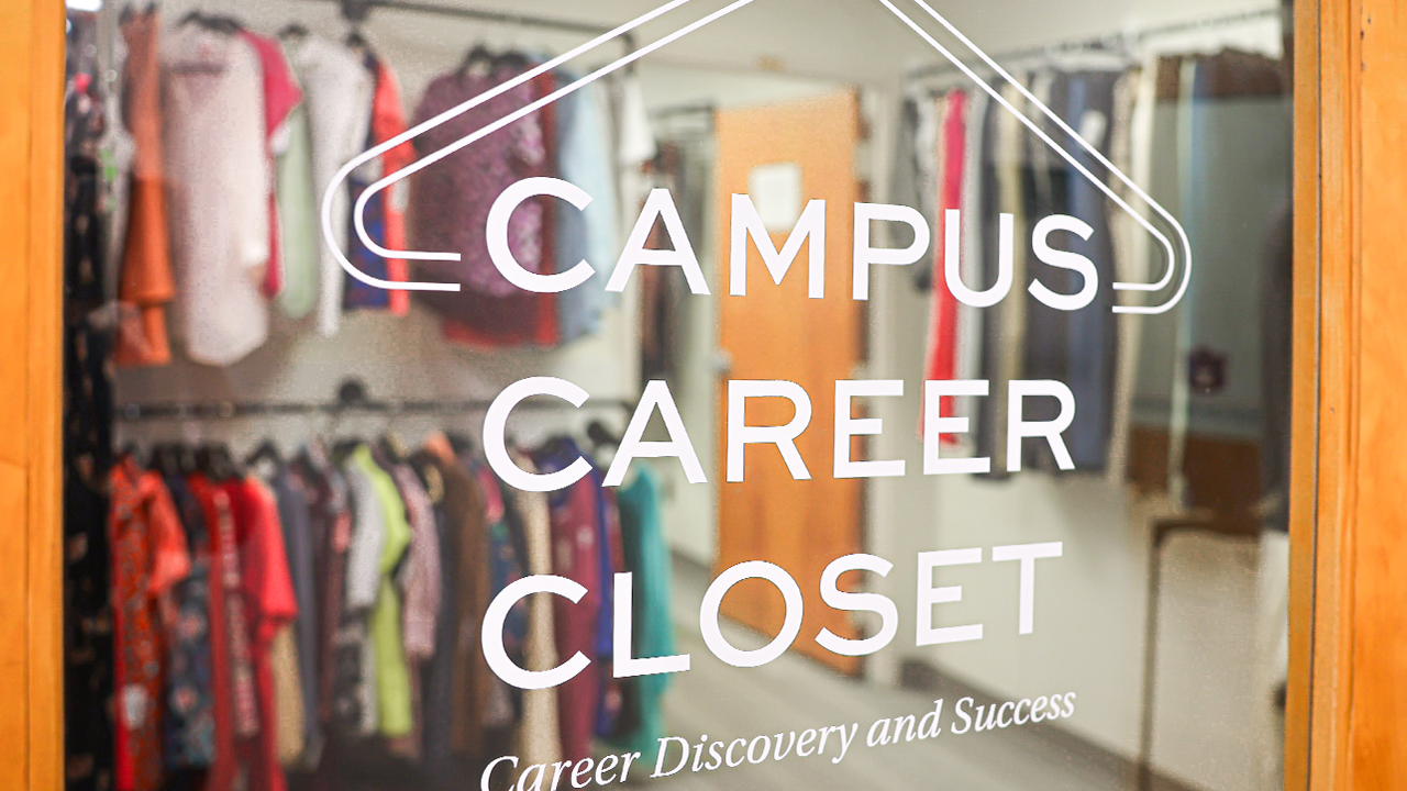 door to campus career closet at Auburn
