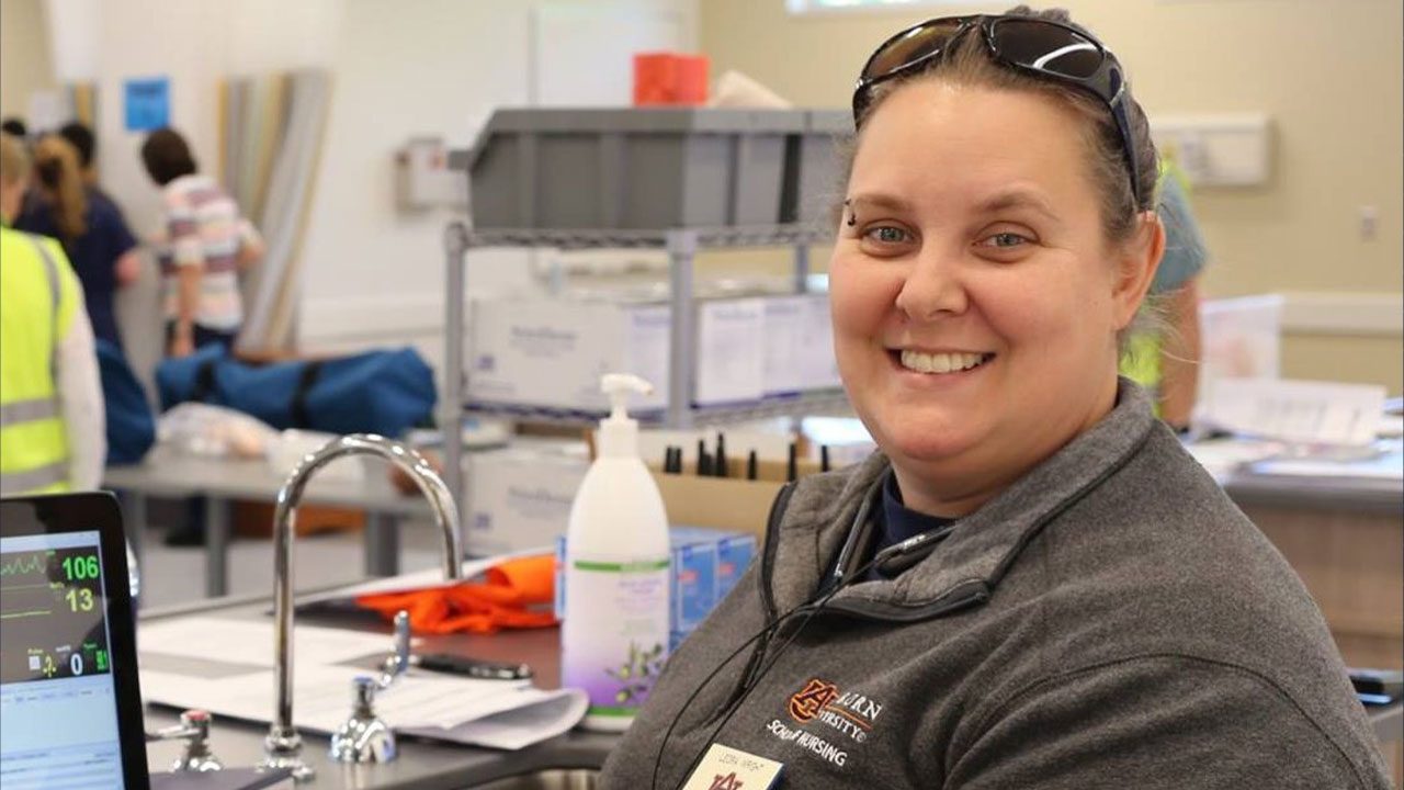 Leora Wright in the skills lab