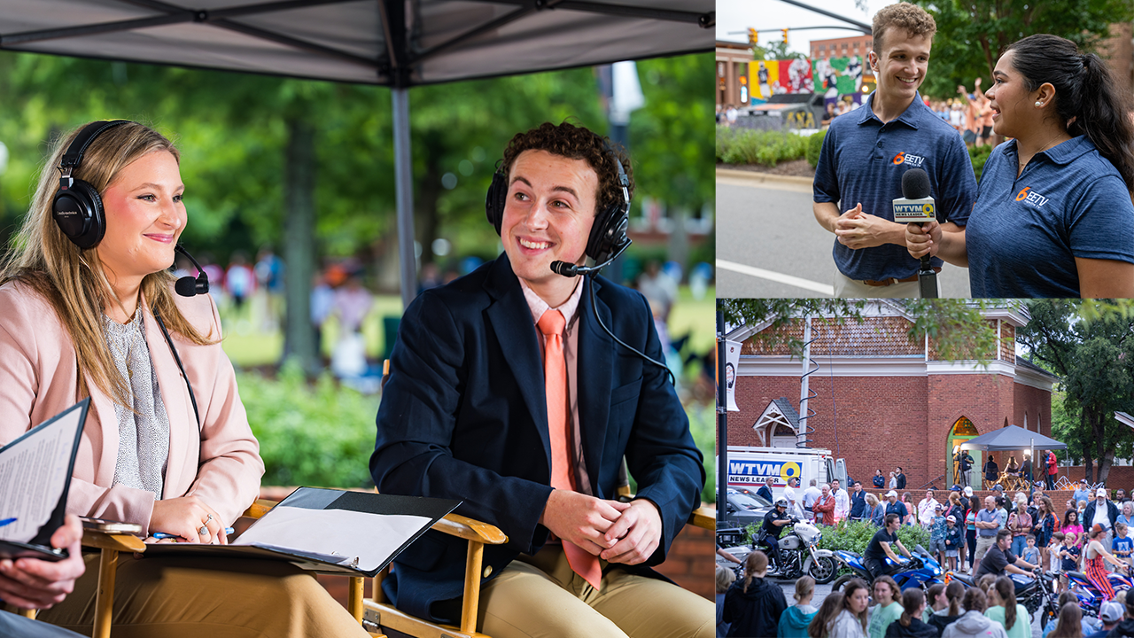 EETV students broadcasting the Homecoming Parade