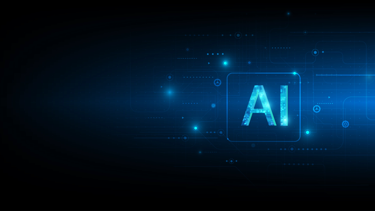 Blue AI graphic.