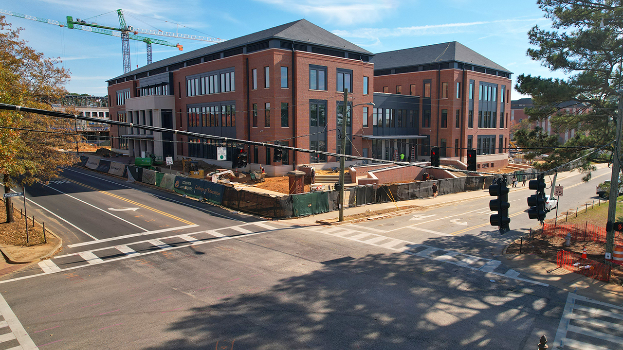 An overhead image of the Samford Avenue and Duncan Drive intersection near the College of Education building construction site.