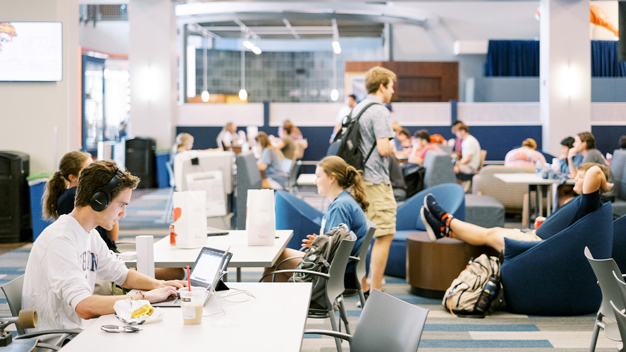 Students inside the Melton Student Center