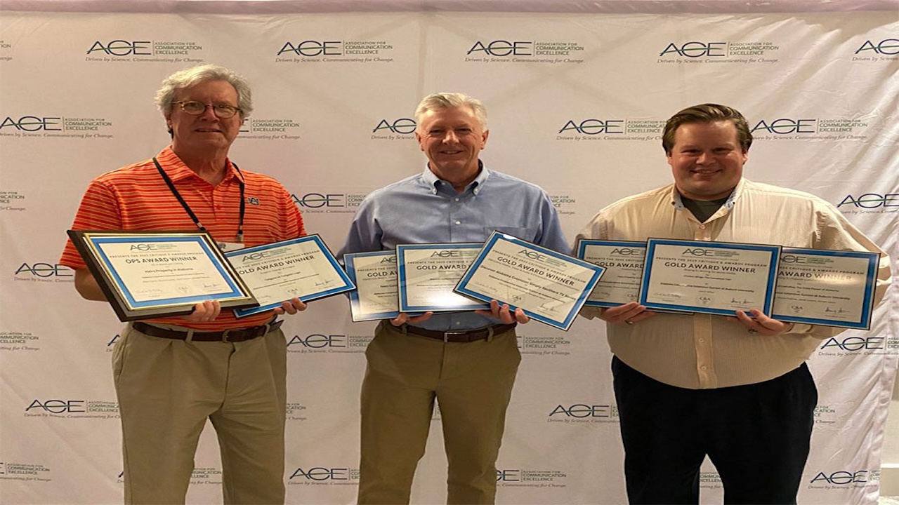 Three Alabama Cooperative Extension System Communications, Strategic Marketing and Client Relations employees holding 15 national awards.