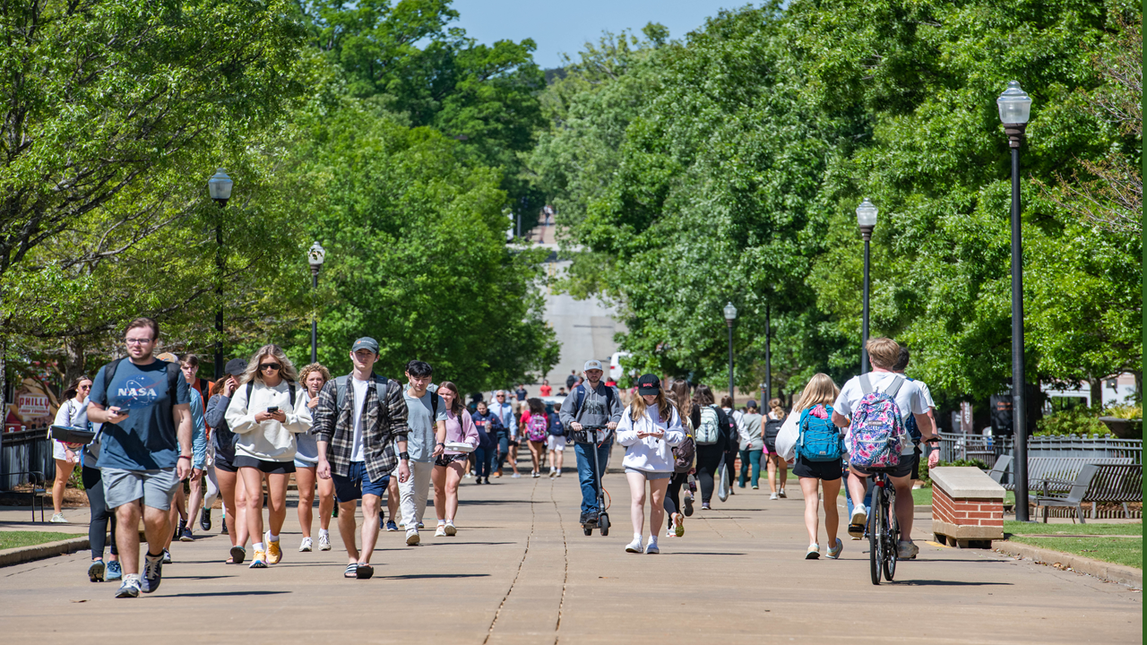 Students walking on campus