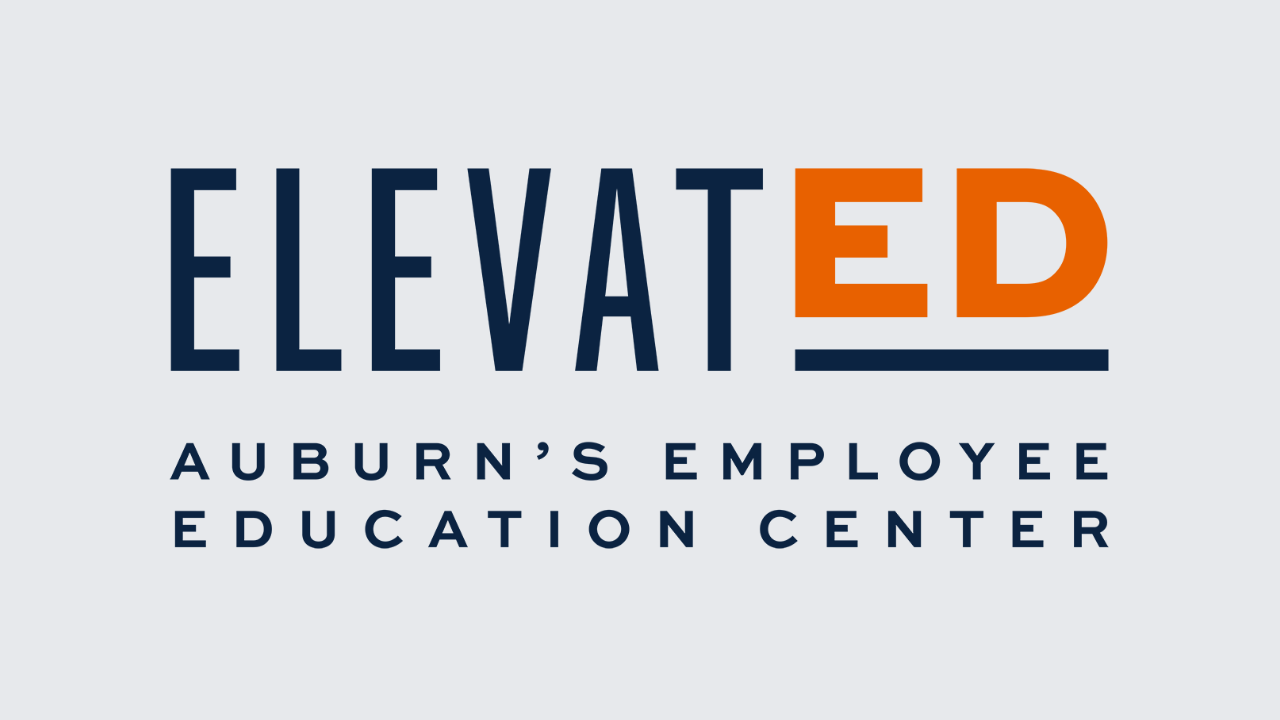 ElevatED logo featuring bold lettering with “ED” in orange, representing Auburn’s Employee Education Center.