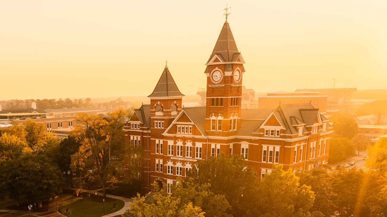 Samford Hall at sunset