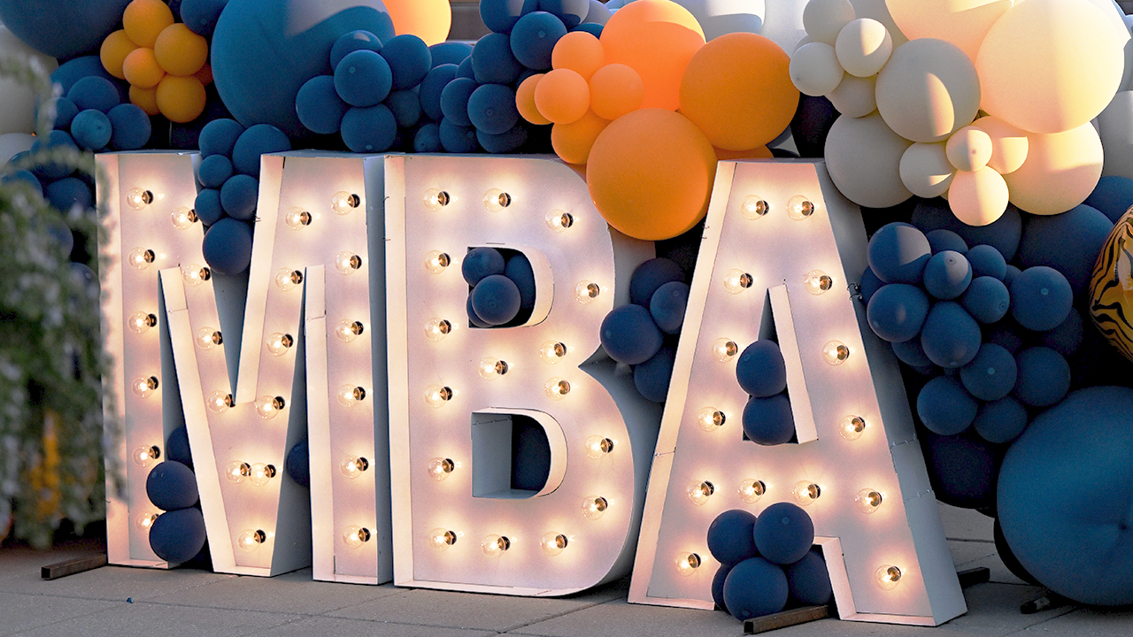 Letters M-B-A spelled out