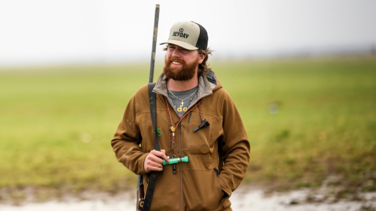 Travis Black during a waterfowl hunt with Stuart Ranch Outfitters