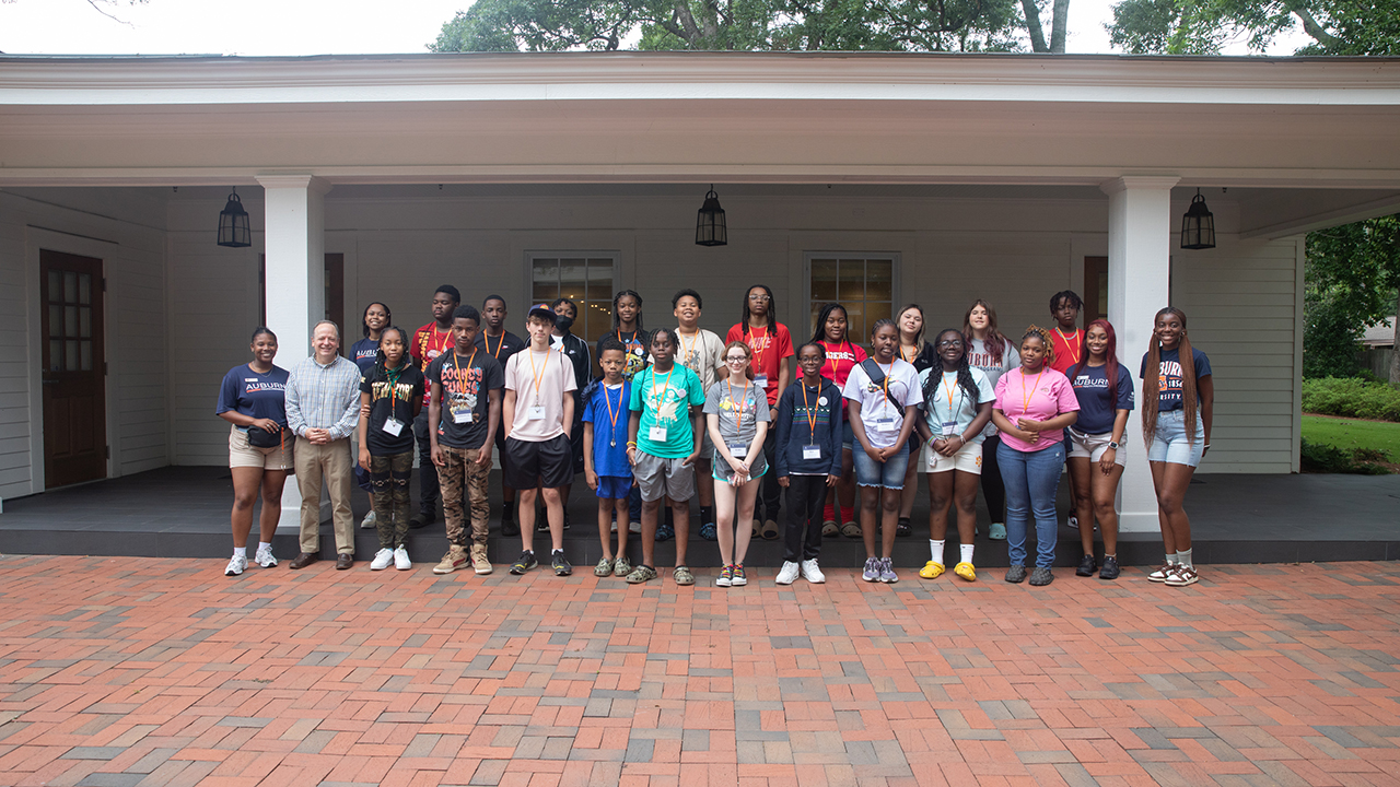 Campers pose for a group photo