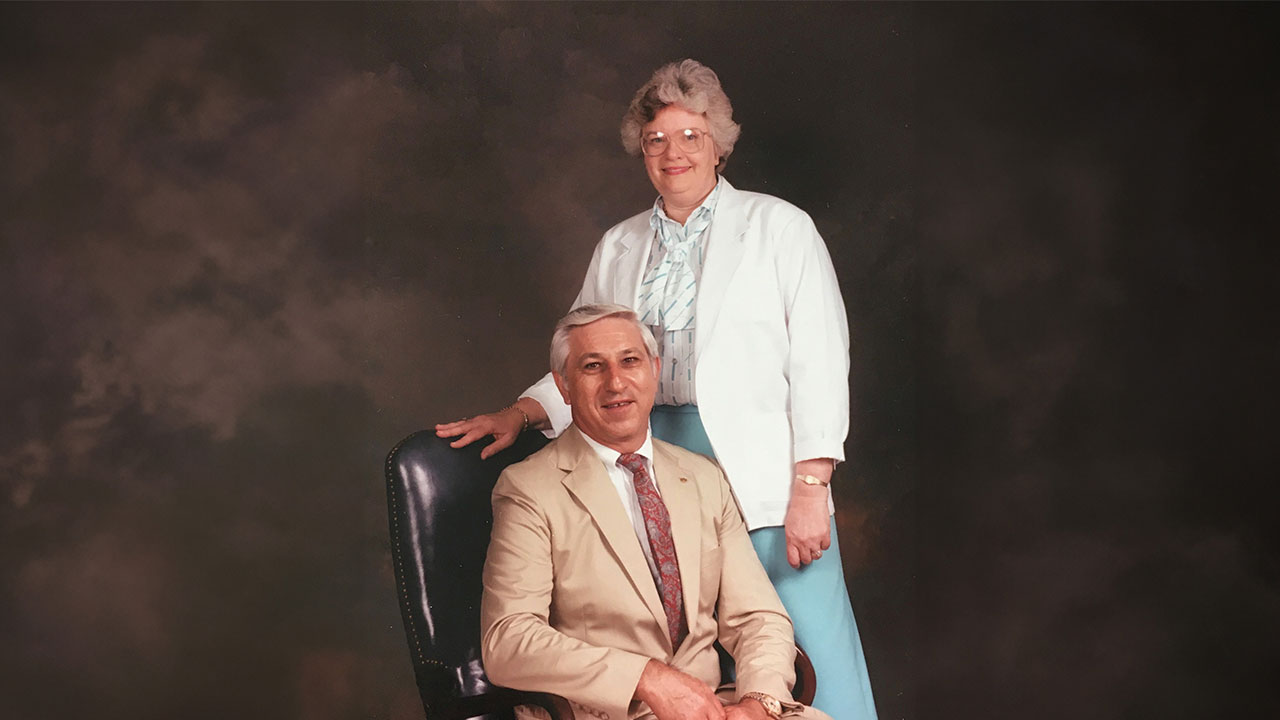 Gerald Leischuck and Emily Leischuck are pictured smiling.