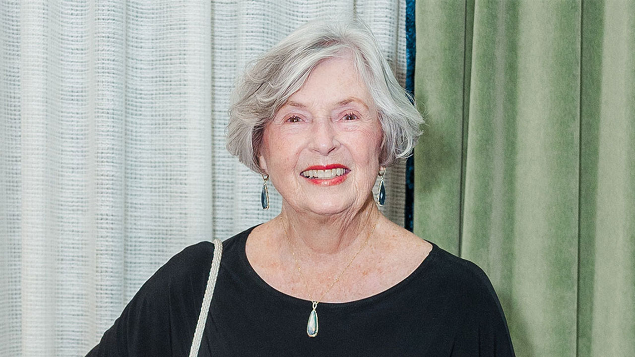 Kay Jones is pictured indoors, smiling