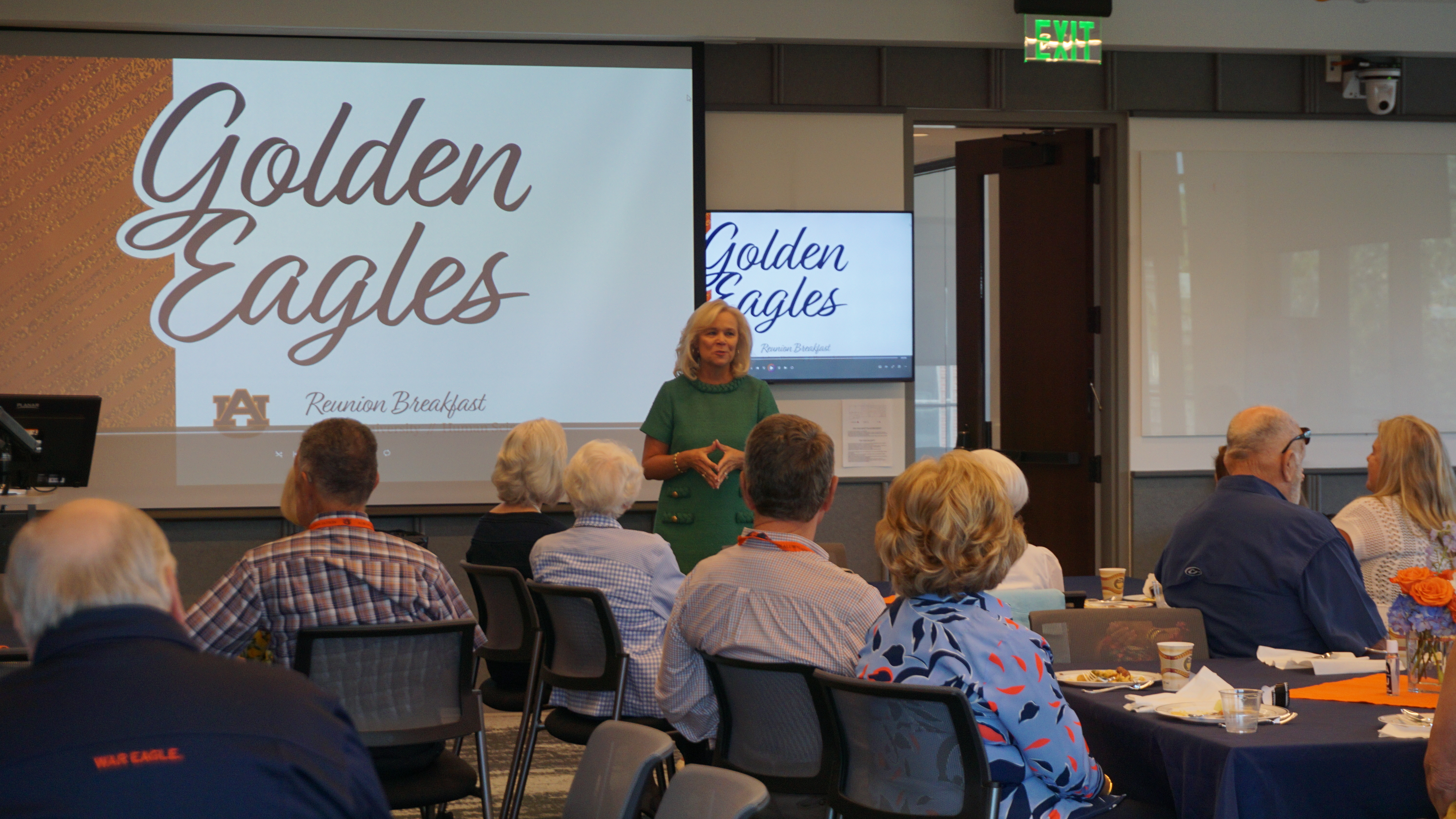 Susan Hubbard addressing Golden Eagles