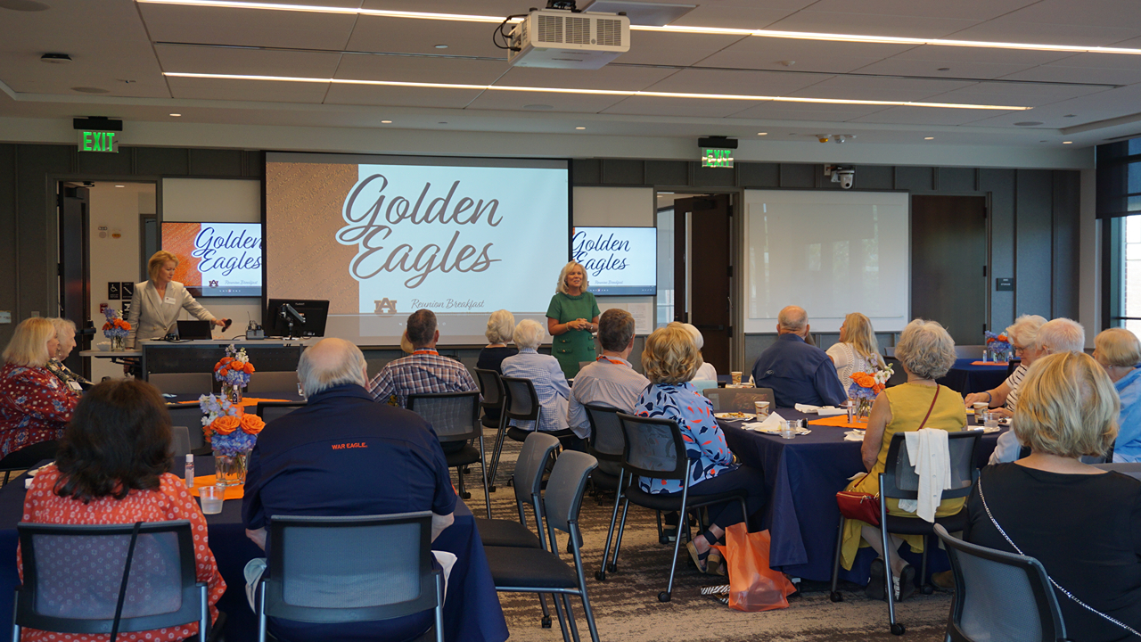 Susan Hubbard addresses the Golden Eagles