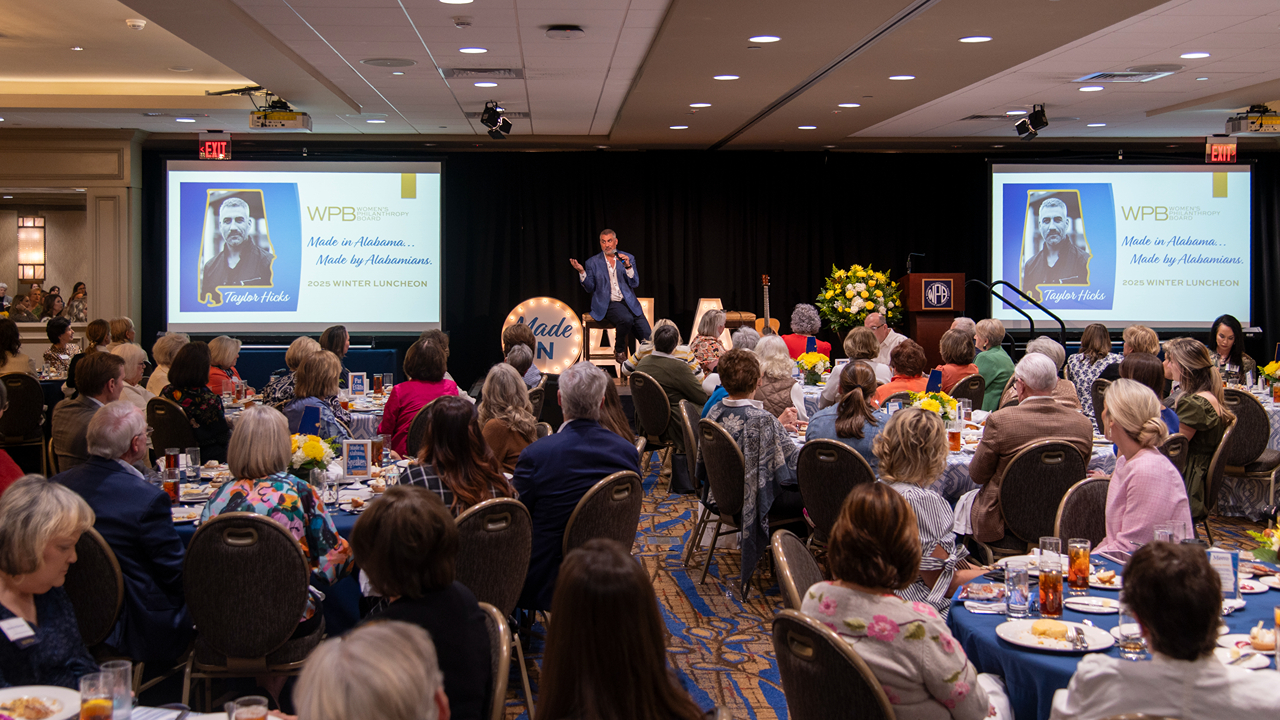 Auburn alumnus Taylor Hicks was the keynote speaker at the Women’s Philanthropy Board 2025 Winter Workshop and Luncheon on Wednesday, Feb. 26.