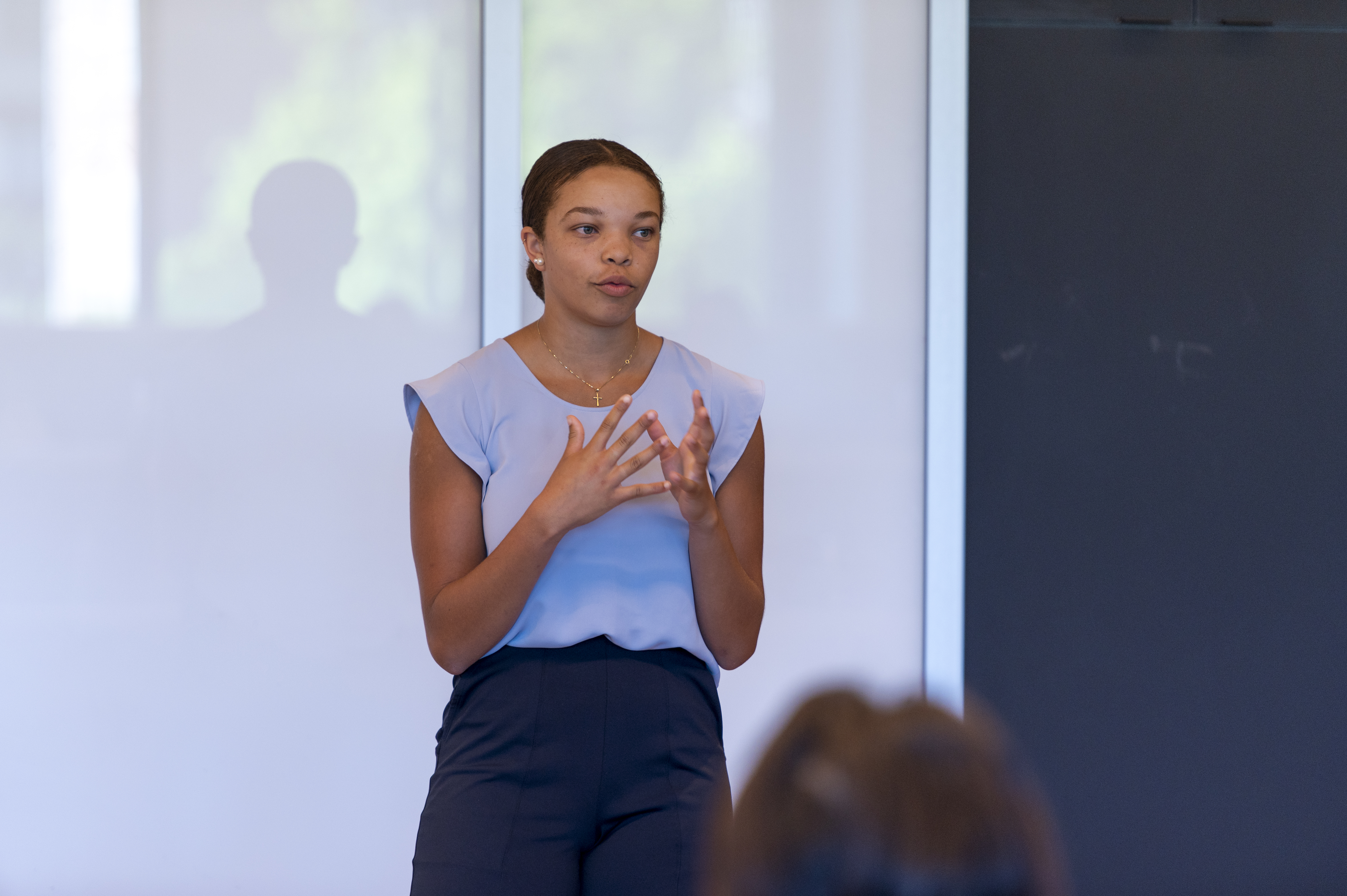 College of Human Sciences students speak during a presentation awarding a $2,500 grant to Nourish Wellness.