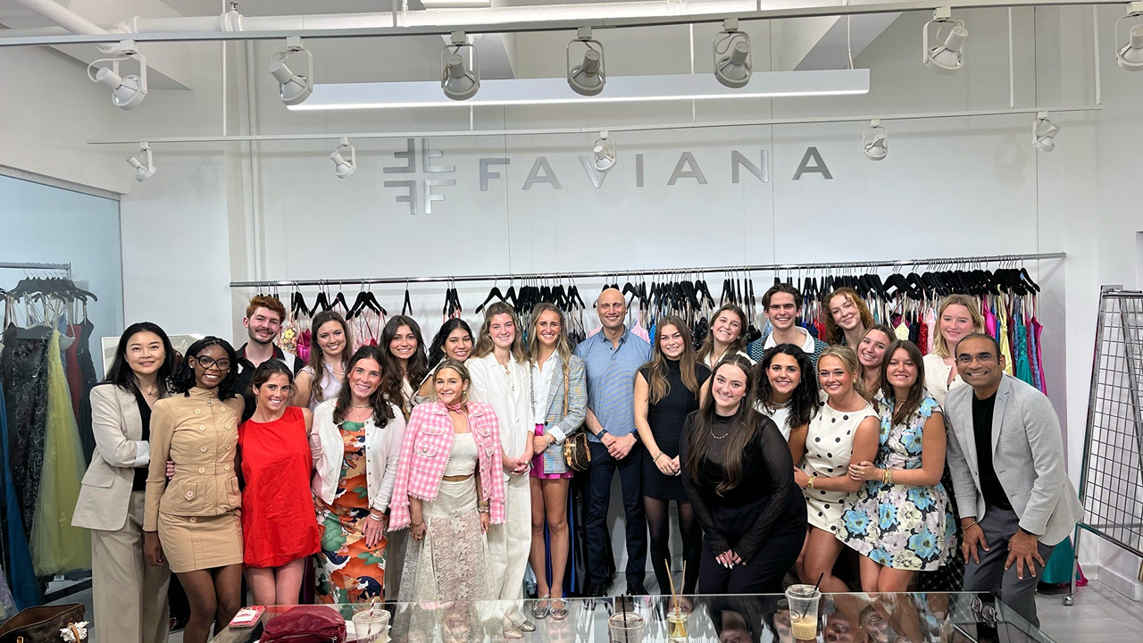 Twenty College of Human Sciences students, across both apparel design and merchandising concentrations, during a five-day trip to New York City for a study tour.