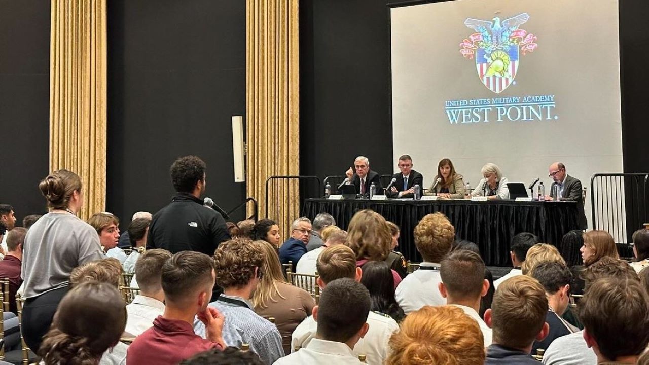 Student asking question to panel during the Student Conference on U.S. Affairs at West Point