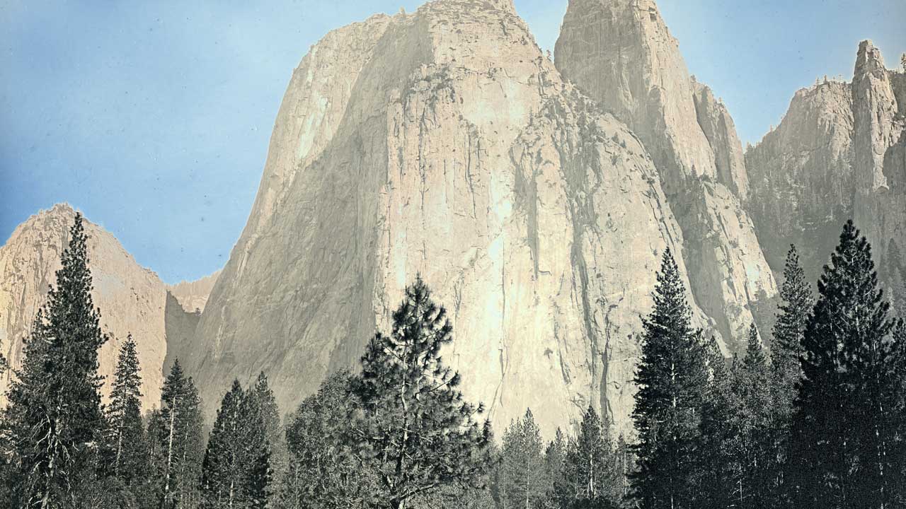 A daguerreotype image of Yosemite National Park 