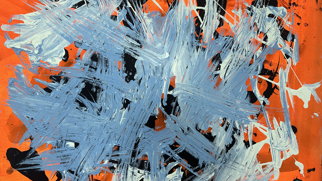 Image of painting by Daniel Newman and Pockets Warhol (monkey)