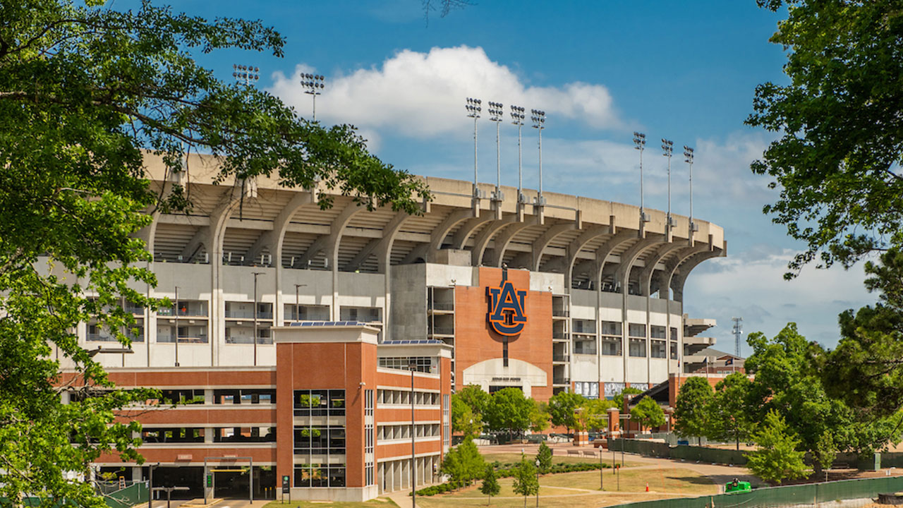 exterior shot of Jordan-Hare Stadium at Auburn University