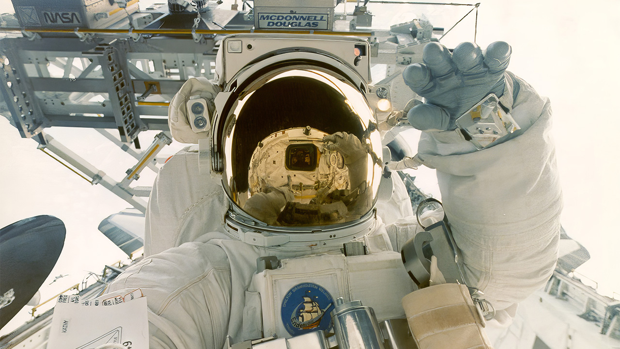 An astronaut in a space suit
