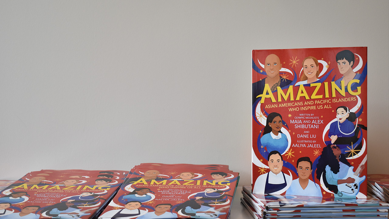 a table displays a book