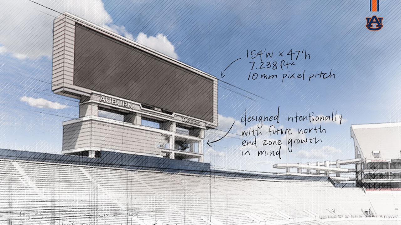 a rendered image of the new north endzone videoboard
