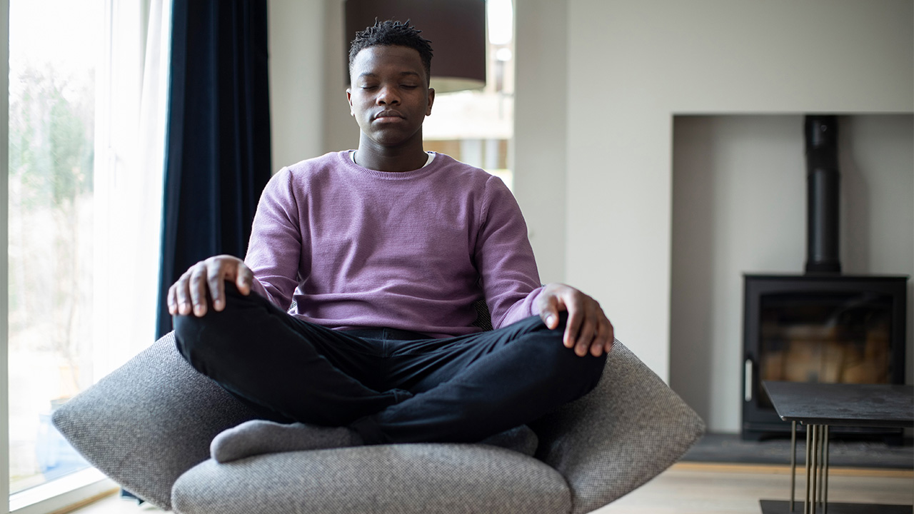 a man meditating