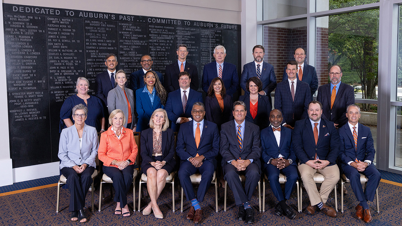 The Auburn University Foundation board smiles for a photo.