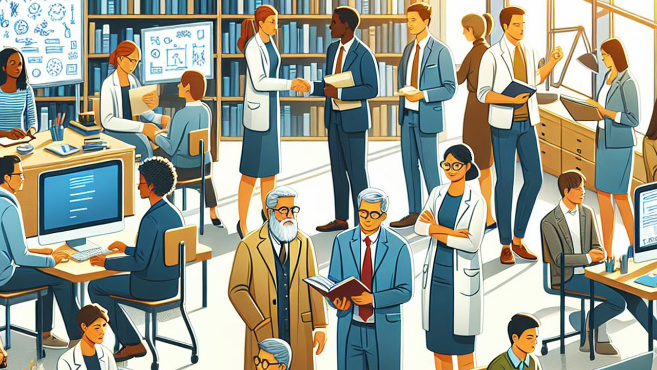 AI photo of university employees.
