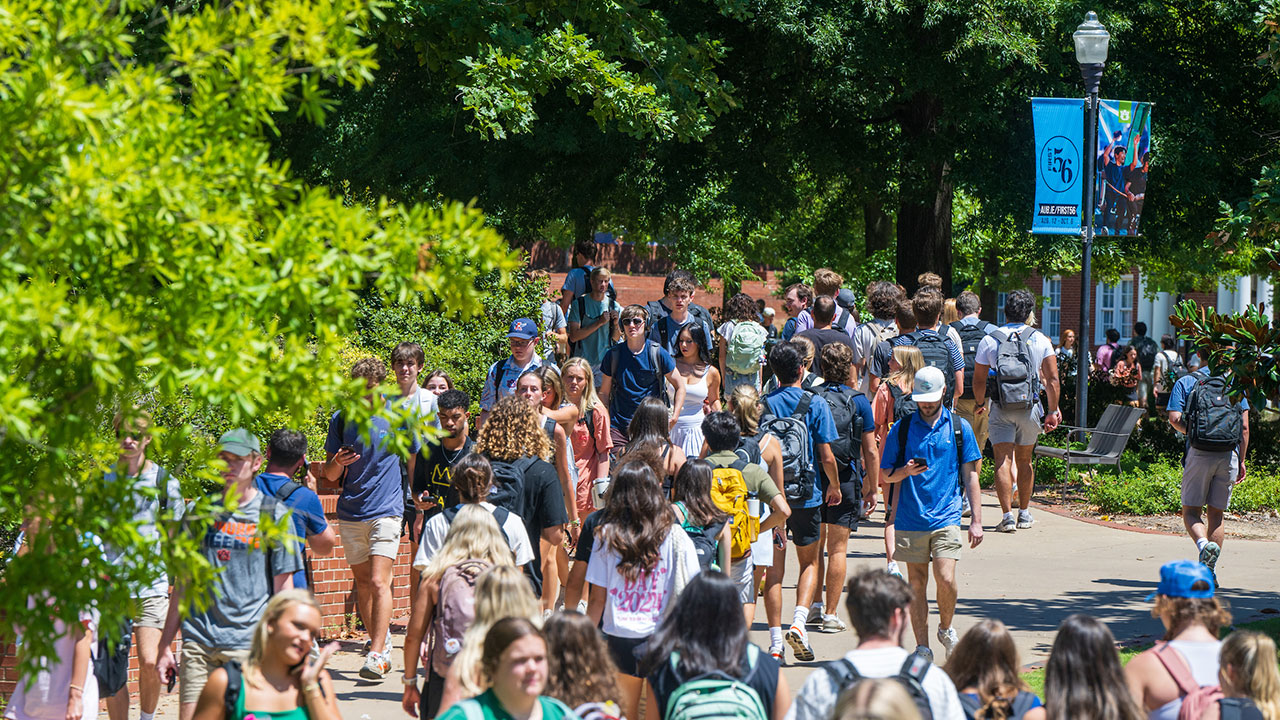 Students walking on campus