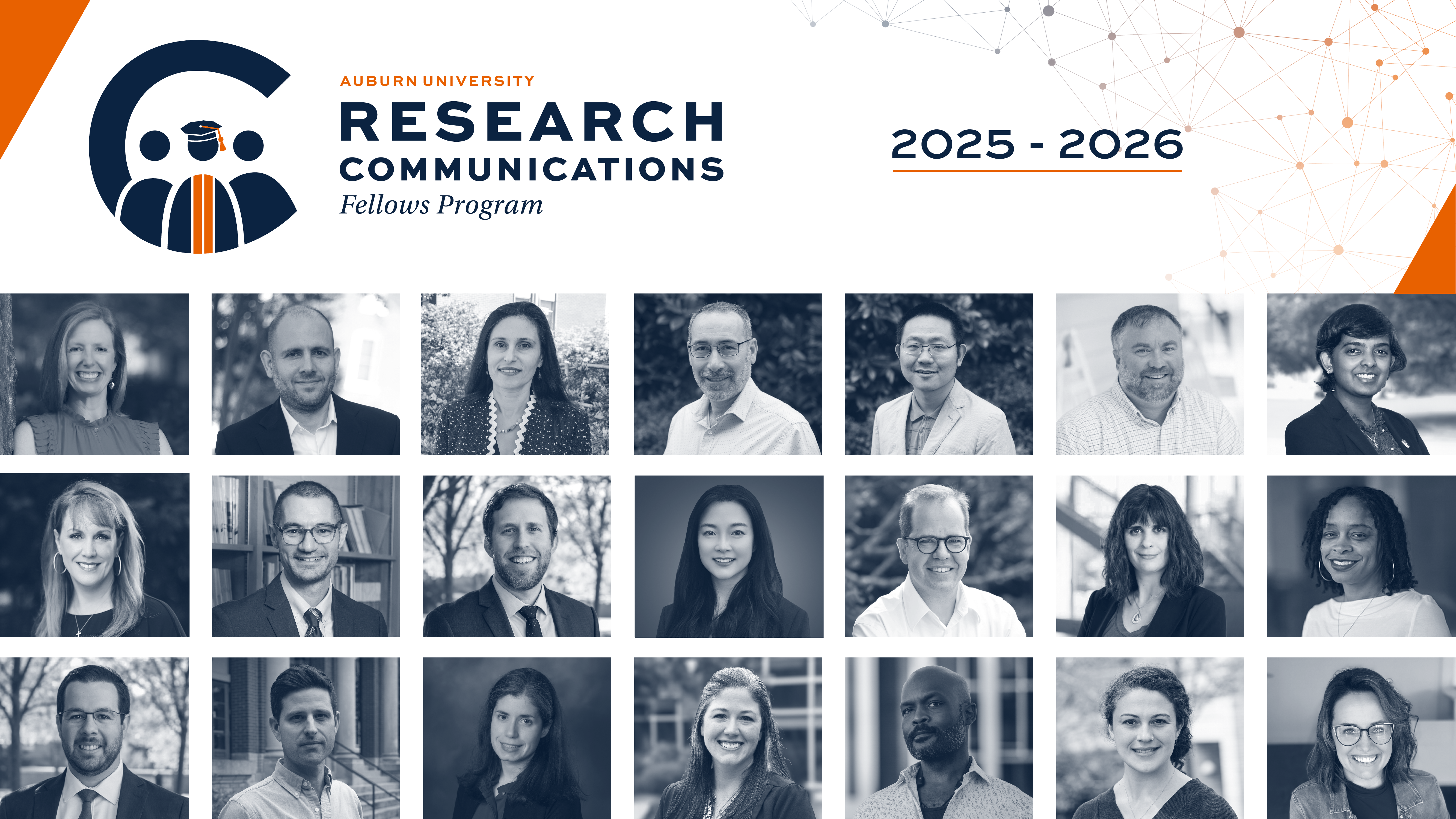 Auburn University Research Communications Fellows program 2025-2026 with 21 headshots