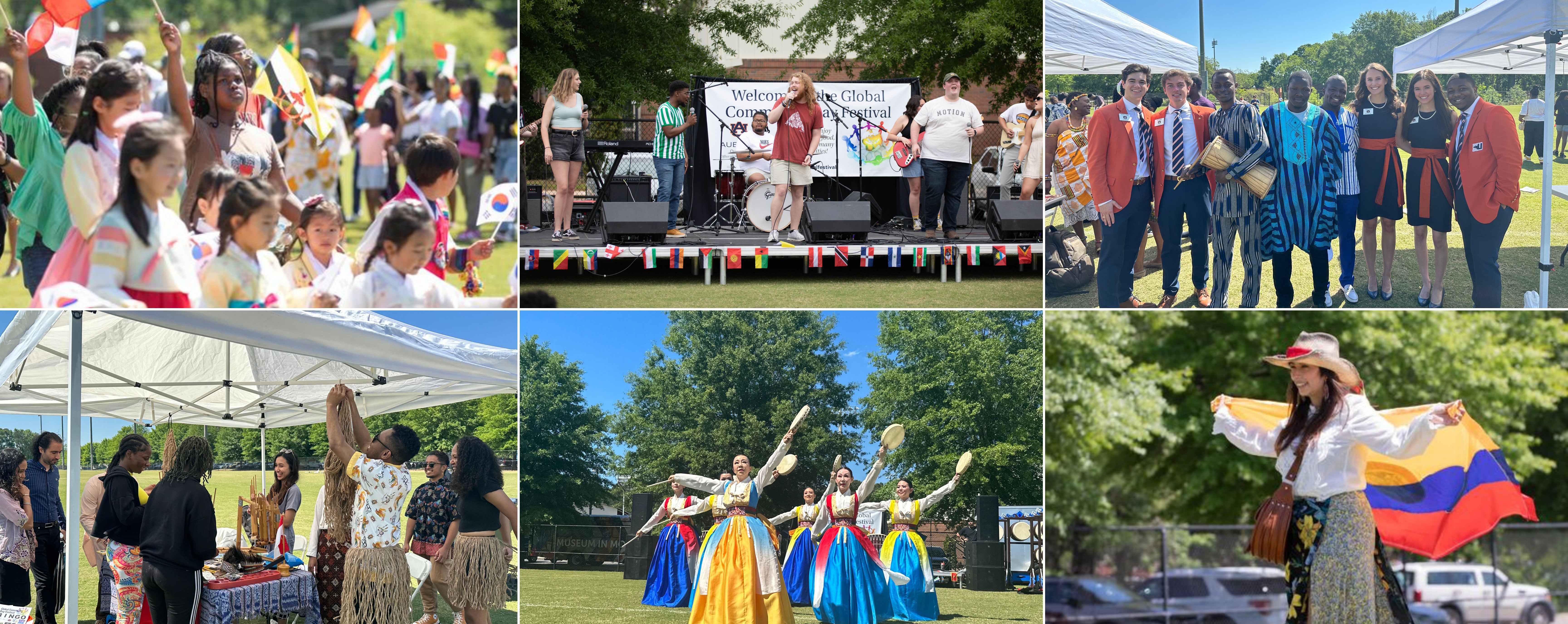 Global Community Day Festival activities include a Vendor Trade Fair, Global Attire Fashion Exhibition, musical performances, dance demonstrations, international food trucks, arts and crafts, sports, and games. 
