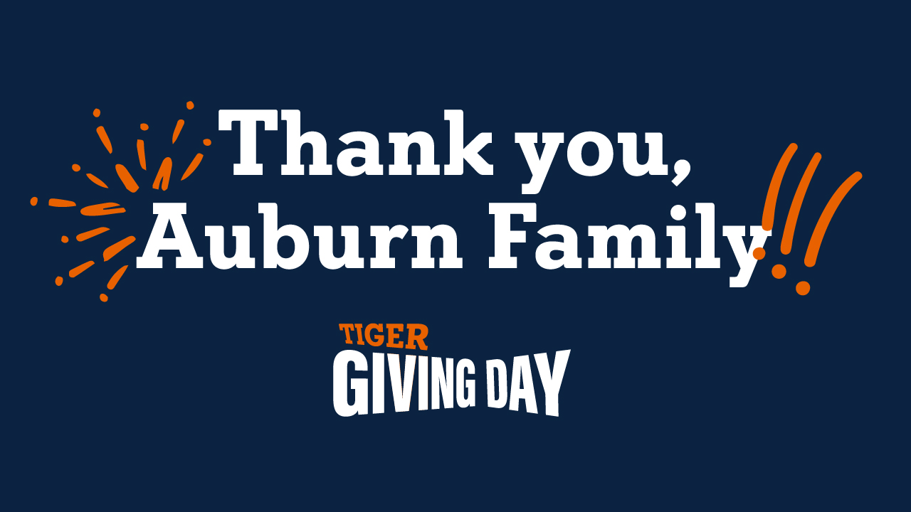 graphic thanking the Auburn Family for support