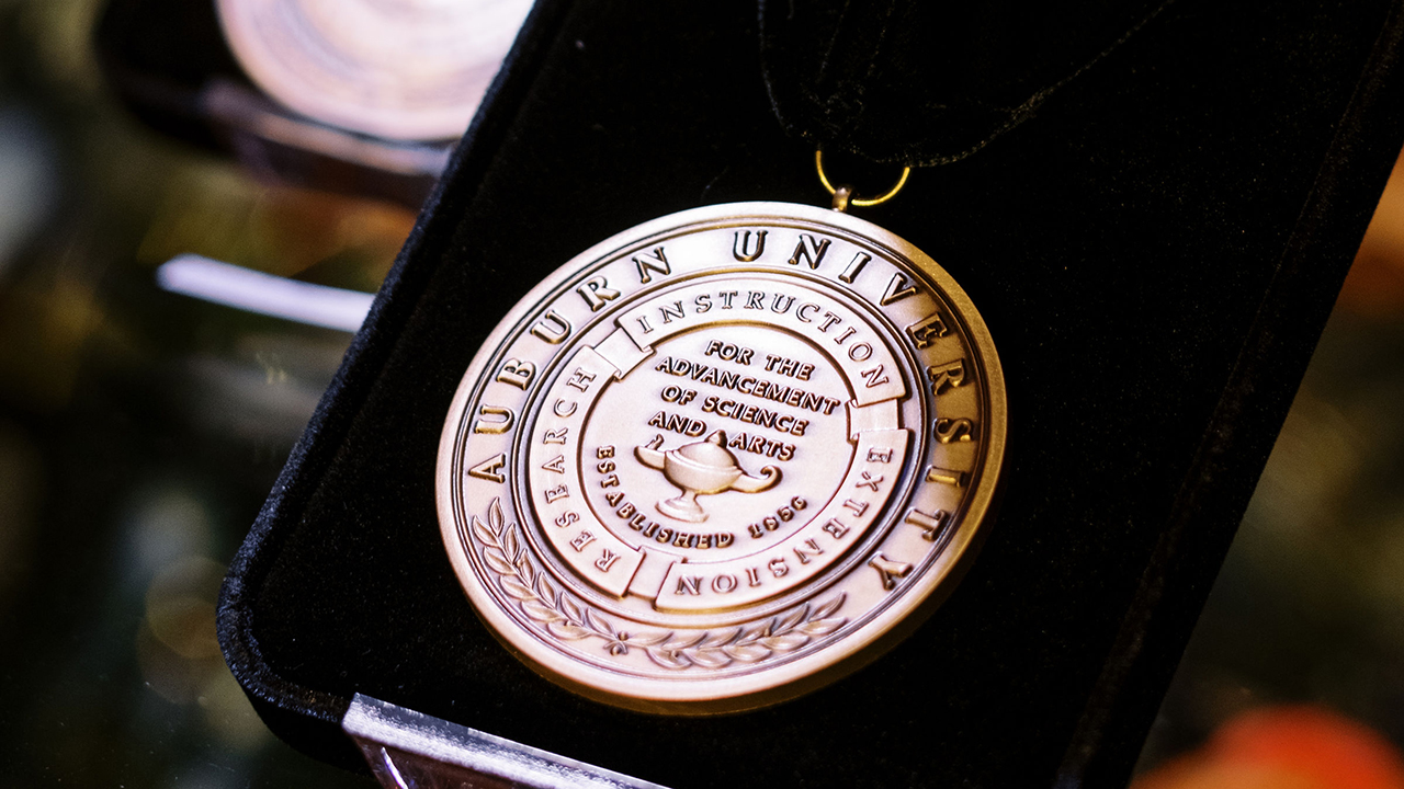 Close up of award medallion