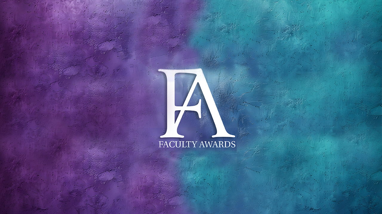 Faculty Awards logo on purple and blue gradient background