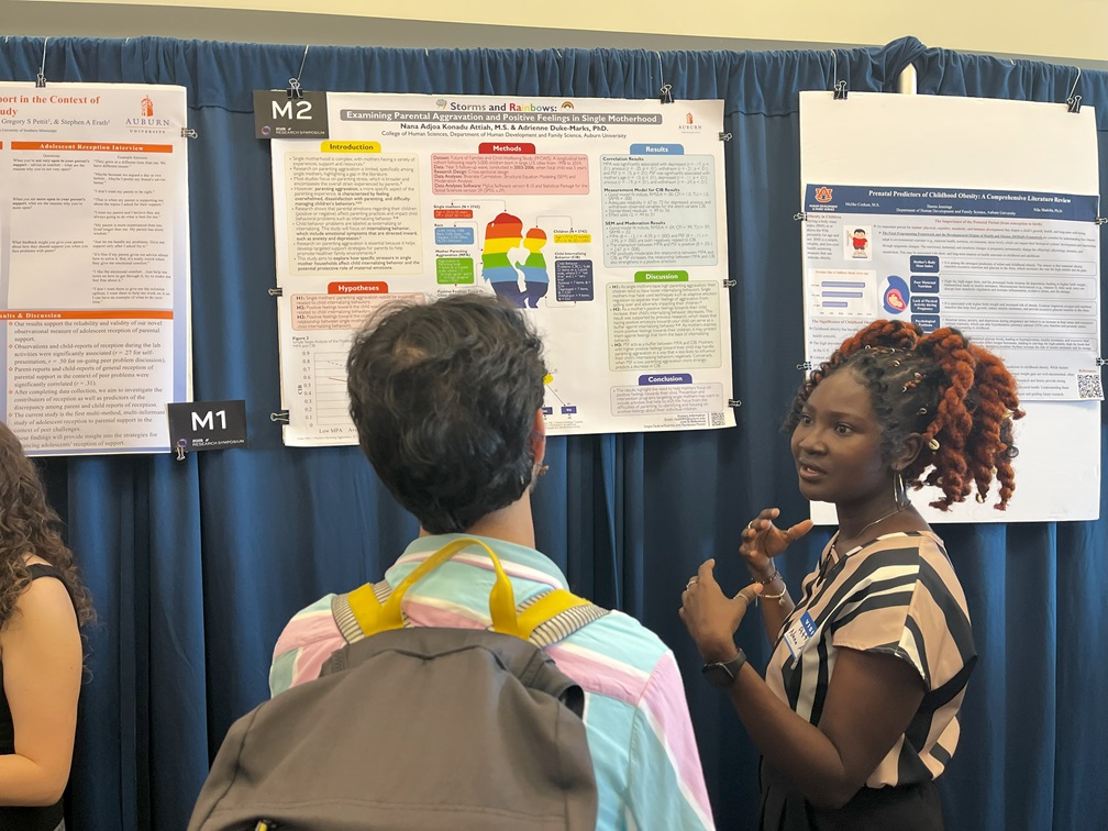Nana Adjoa Konadu Attiah gives a poster presentation at the 2025 Auburn Research Symposium.