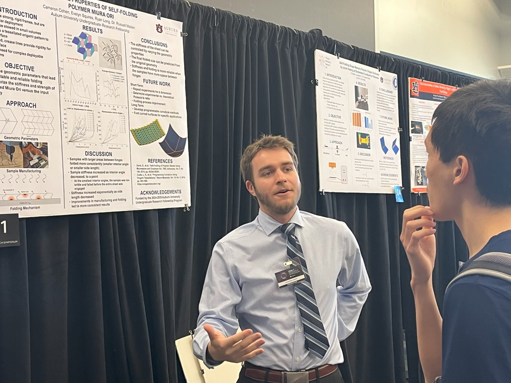 Cameron Cohen gives a poster presentation at the 2025 Auburn Research Symosium.